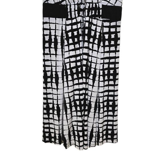 Lane Bryant Black & White Geometric Wrap Top Tie Waist Midi Dress Sz 26/28 - Picture 2 of 9